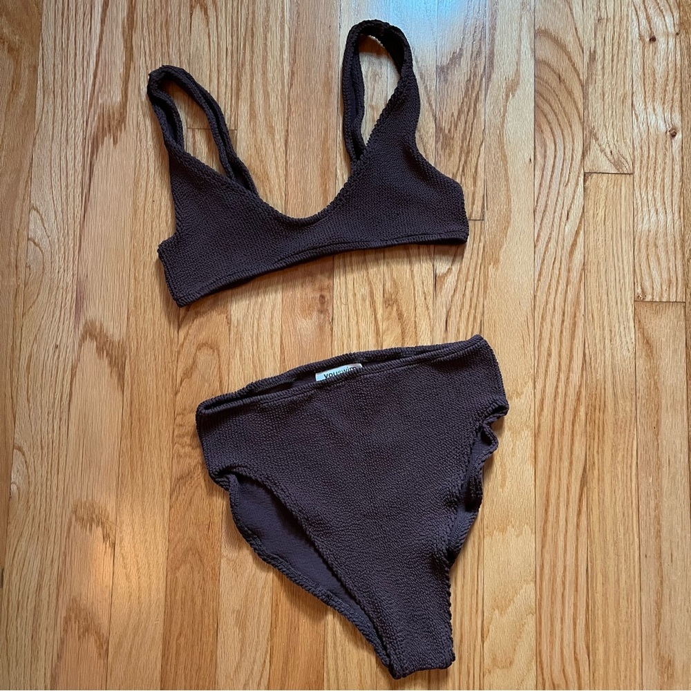 You Swim Eva High Waist Two Piece Bikini in Espresso
